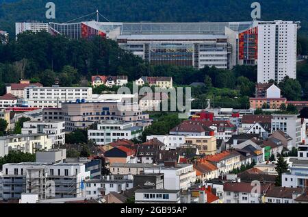 Blick auf das Fritz-Walter-Stadion, Betzenberg, Kaiserslautern, Rheinland-Pfalz, Deutschland Stockfoto