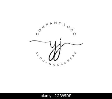 YJ feminine Logo Schönheit Monogramm und elegantes Logo-Design, Handschrift Logo der ursprünglichen Signatur, Hochzeit, Mode, Blumen und botanischen mit kreativen Stock Vektor