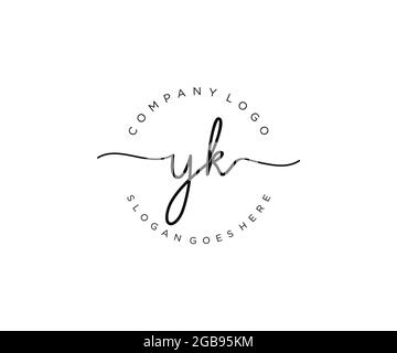 YK feminine Logo Schönheit Monogramm und elegantes Logo-Design, Handschrift Logo der ursprünglichen Signatur, Hochzeit, Mode, Blumen und botanischen mit kreativen Stock Vektor