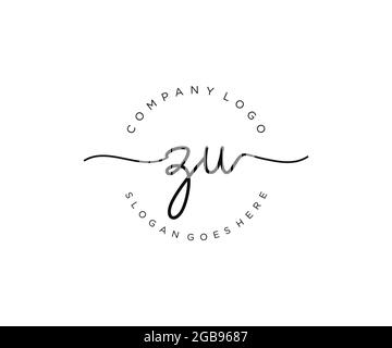 ZU feminine Logo Schönheit Monogramm und elegantes Logo-Design, Handschrift Logo der ursprünglichen Signatur, Hochzeit, Mode, floral und botanisch mit kreativen Stock Vektor