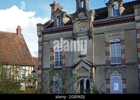 Gründerhaus in der Rue Saint-Thibault, mittelalterliche Stadt Provins, seit 2001 auf der UNESCO-Liste des Weltkulturerbes Stockfoto