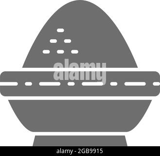 Reis in einer Schüssel, graue Ikone der indischen Küche. Stock Vektor