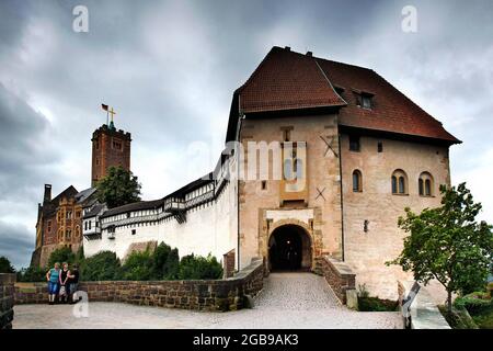 Tor, Eingang, Ritterhaus, Wartburg, UNESCO-Weltkulturerbe, Eisenach, Thüringer Wald, Thüringen, Deutschland Stockfoto