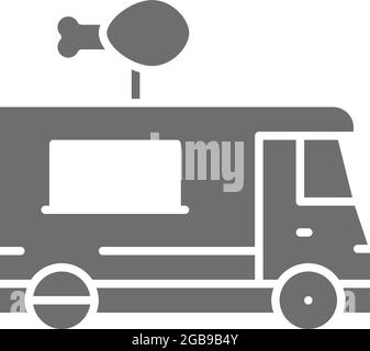 Gebratenes Huhn LKW, Straße Fast Food grau Symbol. Stock Vektor