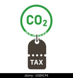 CO2-Steuerpreisschild des Symbols zur Kompensation von CO2-Emissionen Stock Vektor