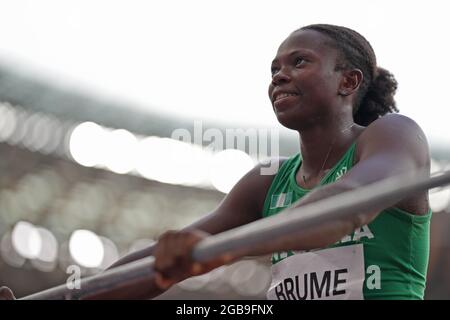 Tokio, Japan. 3. August 2021; Olympiastadion, Tokio, Japan: Tag der Olympischen Sommerspiele 11 in Tokio 2020; Weitsprung-Finale für Frauen: Credit: Action Plus Sports Images/Alamy Live News Stockfoto