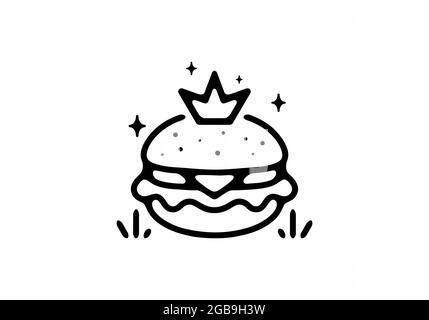 Burger mit Kronenlinie und Illustrationen Stock Vektor