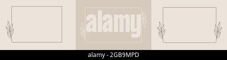 Set von quadratischen Rahmen mit floralen Ornamenten, ein Ort für Text, Illustrationen oder Fotos, für die kreative Gestaltung von Plakaten, Plakaten, Postkarten und invitati Stock Vektor