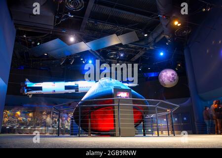 Das Apollo 17 Command Module wird im Johnson Space Center in der Stadt Houston, Texas TX, USA, angezeigt. Stockfoto