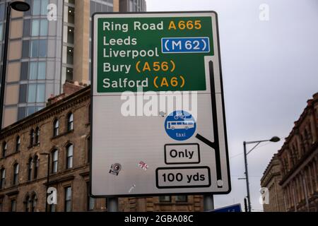 Hinweisschild An Manchester England 7-12-2019 Stockfoto