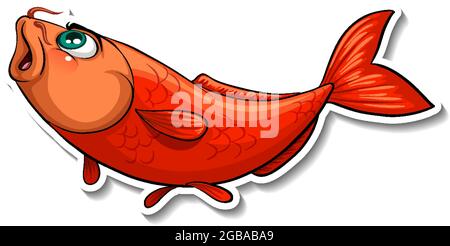 Koi Karpfen Fisch Cartoon Aufkleber Illustration Stock Vektor