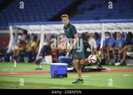 Tony GUSTAVSSON (AUS) Cheftrainer während der Olympischen Spiele Tokio 2020, Halbfinale der Fußball-Frauen zwischen Australien und Schweden am 2. August 2021 im Internationalen Stadion Yokohama in Yokohama, Japan - Foto Kishimoto / DPPI Stockfoto