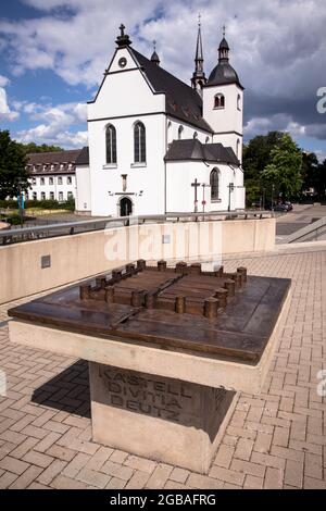 Modell der spätrömischen Festung Divitia am Kennedy-Ufer im Stadtteil Deutz, sie war Teil des niedergermanischen Limes, Kirche Alt St. Heribert, Köln, Stockfoto