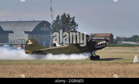 Ferrara Italien 27. JUNI 2021 Vietnam-Kriegsmilitärflugzeug. Cessna L-19 O-1 Bird Dog Mekong Mauler United States Army Stockfoto