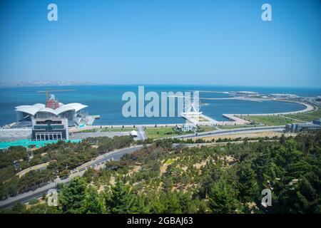 BAKU, ASERBAIDSCHAN - 15. JULI 2018: Panaroma-Ansicht der Stadt Baku Stockfoto