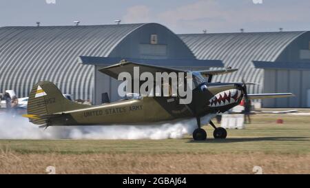 Ferrara Italien 27. JUNI 2021 Vietnam-Kriegsmilitärflugzeug. Cessna L-19 O-1 Bird Dog Mekong Mauler United States Army Stockfoto