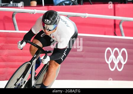 Shizuoka, Japan. August 2021. Yudai Nitta (JPN) Radfahren: Offizielle Praxis während der Olympischen Spiele 2020 in Tokio auf dem Izu Velodrome in Shizuoka, Japan. Quelle: Shutaro Mochizuki/AFLO/Alamy Live News Stockfoto