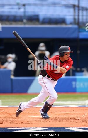 Yuki YANAGITA (JPN), 31. JULI 2021 - Baseballspiel: Eröffnung der Round Group EIN Spiel zwischen Japan und Mexiko während der Olympischen Spiele in Tokio 2020 im Yokohama-Baseballstadion in Kanagawa, Japan. (Foto von YUTAKA/AFLO SPORT) Stockfoto