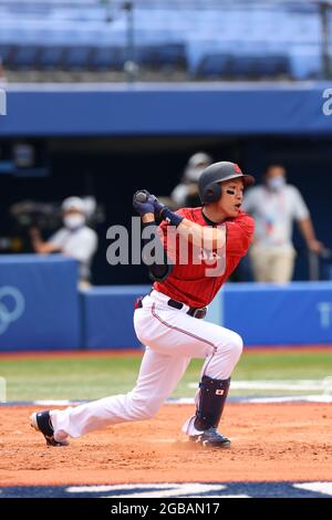Yuki YANAGITA (JPN), 31. JULI 2021 - Baseballspiel: Eröffnung der Round Group EIN Spiel zwischen Japan und Mexiko während der Olympischen Spiele in Tokio 2020 im Yokohama-Baseballstadion in Kanagawa, Japan. (Foto von YUTAKA/AFLO SPORT) Stockfoto