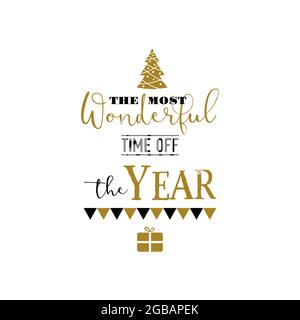 Weihnachten Grußkarte Design-Vorlage mit Inschrift die schönste Zeit des Jahres. Stock Vektor