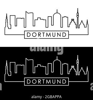 Dortmunder Skyline. Linearer Stil. Editierbare Vektordatei. Stock Vektor