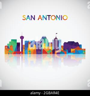 Skyline von San Antonio im farbenfrohen geometrischen Stil. Symbol für Ihr Design. Vektorgrafik. Stock Vektor