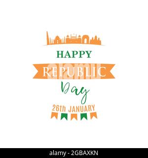 Festliches Design zum Tag der indischen Republik. Grußansage für Vektorgrafiken. Stock Vektor