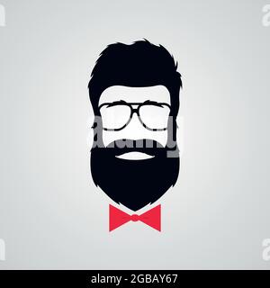 Hipster mit Bart in Retro-Sonnenbrille. Männer einfaches Porträt. Vektorsymbol. Stock Vektor