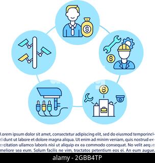 Leitungssymbole für Überwachungsanlagen mit Text Stock Vektor