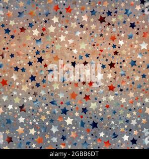 Nahtloses Muster aus Sternmotiv in aufwändigen Farben und Textur Stockfoto