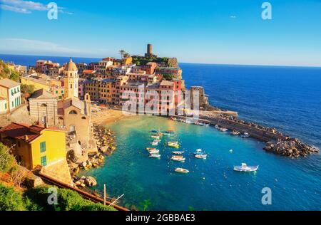 Vernazza, Cinqueterre, UNESCO World Heritage Site, Ligurien, Italien, Europa Stockfoto