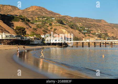 Malibu Surfrider Beach, Malibu, California, Vereinigte Staaten von Amerika, Nordamerika Stockfoto