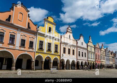 Das historische Zentrum von Telc, UNESCO-Weltkulturerbe, Südmähren, Tschechien, Europa Stockfoto