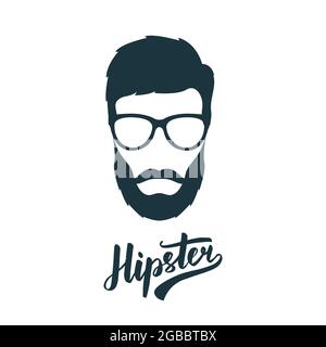 Hipster-Gesicht mit Retro-Brille. Hipster-Avatar. Vektorgrafik. Stock Vektor