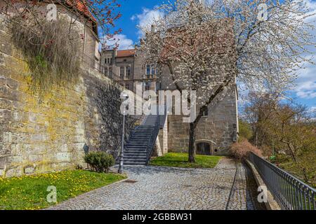 KRONACH, DEUTSCHLAND - CA. APRIL 2021: Das Stadtbild von Kronach, Bayern, Deutschland Stockfoto