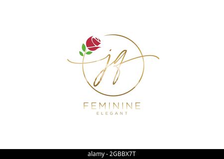 JQ feminine Logo Schönheit Monogramm und elegantes Logo-Design, Handschrift Logo der ursprünglichen Signatur, Hochzeit, Mode, Blumen und botanischen mit kreativen Stock Vektor