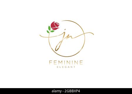 JN feminine Logo Schönheit Monogramm und elegantes Logo-Design, Handschrift Logo der ursprünglichen Signatur, Hochzeit, Mode, Blumen und botanischen mit kreativen Stock Vektor
