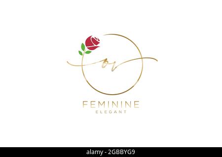 OV feminine Logo Schönheit Monogramm und elegantes Logo-Design, Handschrift Logo der ursprünglichen Signatur, Hochzeit, Mode, Blumen und botanischen mit kreativen Stock Vektor