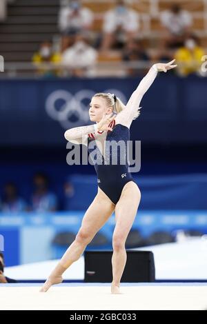 CAREY Jade (USA) Goldmedaille während der Olympischen Spiele Tokio 2020, Kunstturnen Frauengerät Bodenfinale am 2. August 2021 im Ariake Gymnastik Center in Tokio, Japan - Foto Kanami Yoshimura / Foto Kishimoto / DPPI Stockfoto