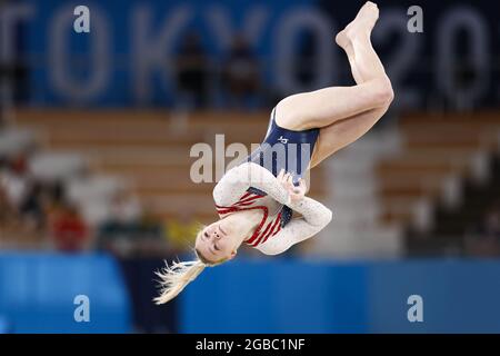 CAREY Jade (USA) Goldmedaille während der Olympischen Spiele Tokio 2020, Kunstturnen Frauengerät Bodenfinale am 2. August 2021 im Ariake Gymnastik Center in Tokio, Japan - Foto Kanami Yoshimura / Foto Kishimoto / DPPI Stockfoto
