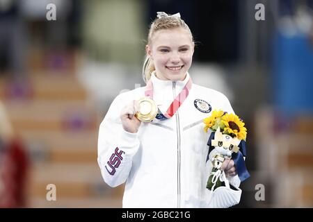 CAREY Jade (USA) Goldmedaille während der Olympischen Spiele Tokio 2020, Kunstturnen Frauengerät Bodenfinale am 2. August 2021 im Ariake Gymnastik Center in Tokio, Japan - Foto Kanami Yoshimura / Foto Kishimoto / DPPI Stockfoto