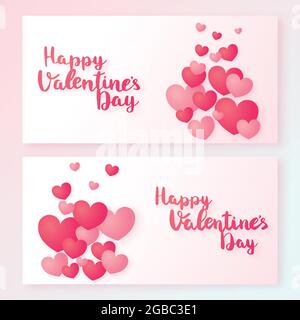 Happy Valentines Day Banner mit Herz. Vektorgrafik. Stock Vektor
