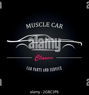 Muscle Car Silhouette. American Classic Sportwagen Umrisse. Logo für Ihr Unternehmen. Stock Vektor