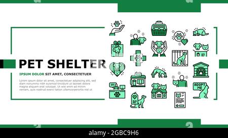 Animal Pet Shelter Landing Header-Vektor Stock Vektor