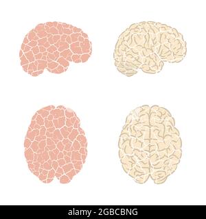 Gehirn rissige Silhouetten Stock Vektor