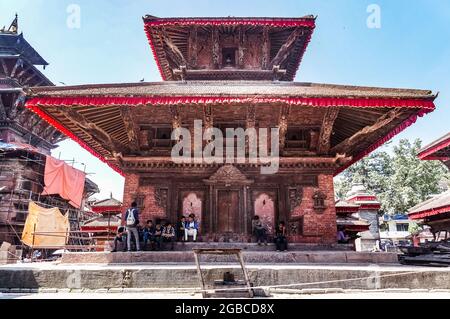 Jagannath-Tempel in Hanuman Dhoka, Kathmandu Durbar Square, nach dem Erdbeben in Nepal im April 2015 Stockfoto