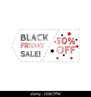 Black Friday Sale scribble Grunge Stempel auf weißem Hintergrund. Grunge Stempel und Text schwarz freitag umreißen Vektorbild in rot und schwarz Farbe Stock Vektor
