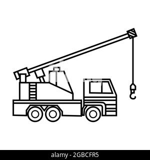 LKW-Kran Symbol schwarz Vektor-Abbildung isoliert auf einem weißen Hintergrund. Stock Vektor