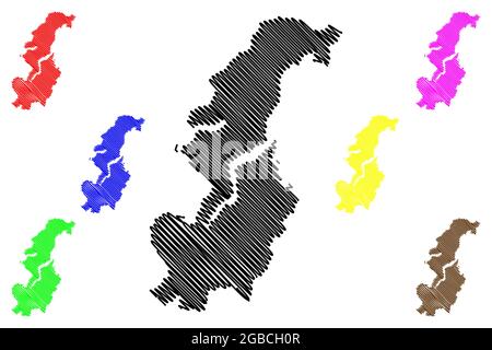 Como Provinz (Italien, Italienische Republik, Lombardei Region) Karte Vektor-Illustration, scribble Skizze Provinz Como Karte Stock Vektor