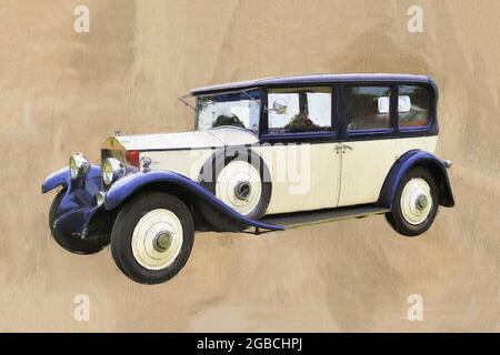 1929 Rolls Royce Phantom 1 klassische Limousine in lackierter und strukturierter Optik Stockfoto